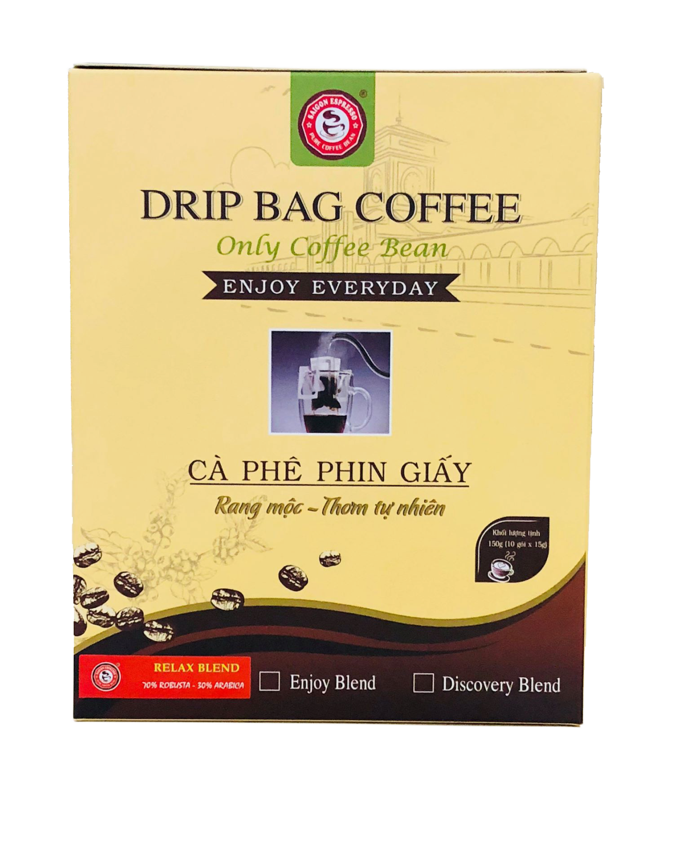 Drip Bag coffee Relax Blend - Saigon Espresso; 1 box=10 sachets (150g), 15g/1 sachet. Price includes VAT - Image 2