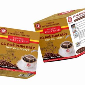Cà phê phin giấy Relax Blend - Saigon Espresso (8 gói/hộp; 15g/gói; KLT : 120g/hộp) Cafe rang mộc; 100% hạt cafe nguyên chất; hương thơm tự nhiên và đậm đà. Giá đã bao gồm VAT